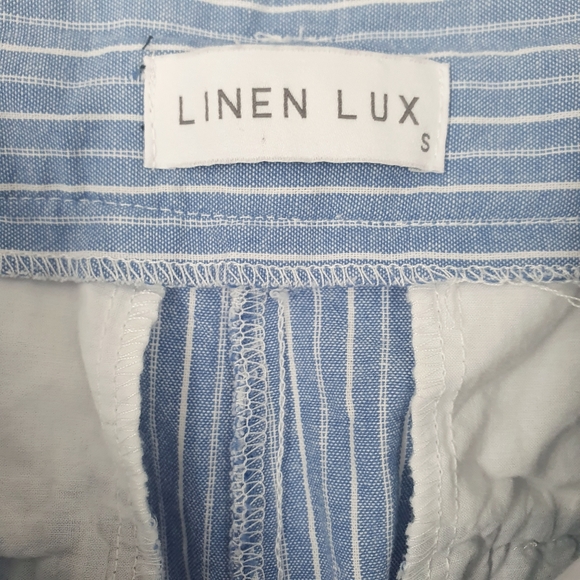 Linen Lux Striped Wide Leg 100% Cotton Pants with Rope Belt - Picture 4 of 7